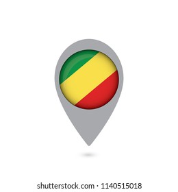Republic of the Congo Flag Round Pin Icon. Vector icon.