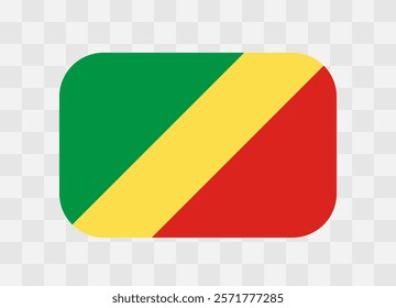 Republic of the Congo flag - rounded rectangle colorful flag representing a country cultural identity and heritage. The essence of national pride and unity. Vector flag on transparent background.