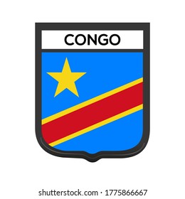 Republic of the Congo flag shield on white background, vector illustration.