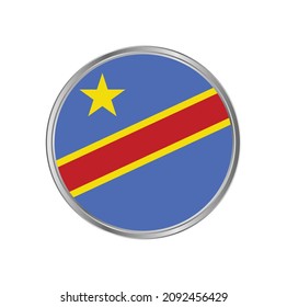 Bandera de la República del Congo con diseño vectorial de marco plateado