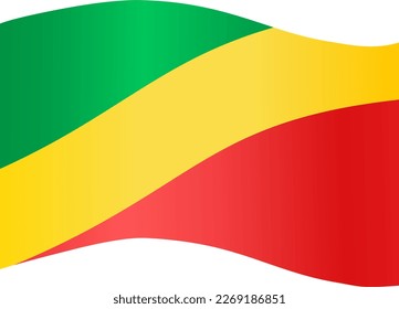 Republic of the Congo flag wave isolated on png or transparent background