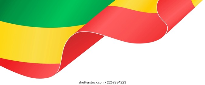 Republic of the Congo flag wave isolated on png or transparent background
