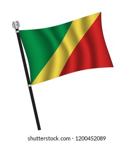 Republic of the Congo flag , flag of Republic of the Congo waving on flag pole, vector illustration EPS 10.