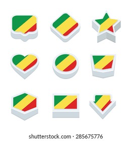 republic of the congo flags icons and button set nine styles