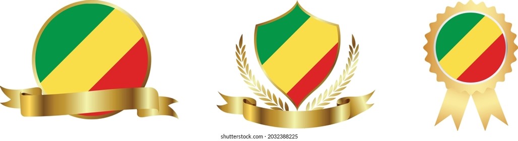 Republic of the Congo flags. Symbols of countries map