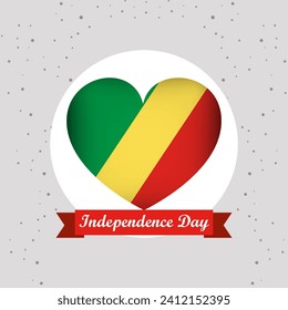 Republic of the Congo Independence Day With Heart Emblem Design