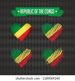 Republic of the Congo with love. Design vector broken heart with flag inside.