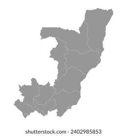 Mapa de la República del Congo con divisiones administrativas. Ilustración vectorial.