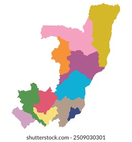 The Republic of the Congo map. Map of The Republic of the Congo in administrative provinces in multicolor
