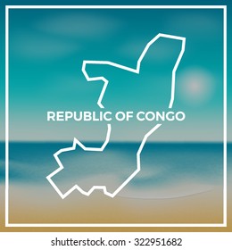 Republic of Congo map against the backdrop of beach and tropical sea with bright sun. EPS10 vector