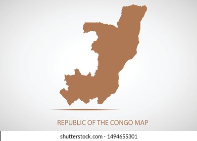 Republic of the Congo map, brown color and country name. Map of Africa. Vector map on gray background. Symbol for your web site design map logo. app, ui, Travel vector eps10, concept Illustration.