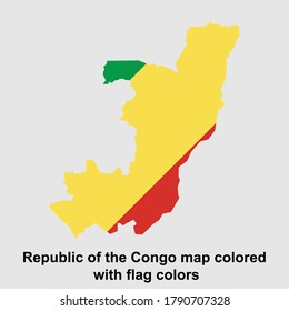 Republic of the Congo map colored with flag colors isolated vector illustrator