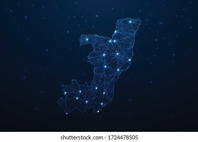 Republic of the Congo Map Connection. Abstract Digital Technology 3D Mesh Polygonal Network Line, Design Sphere, Dot and Structure on Dark Background. Vector Illustration EPS10.
