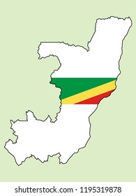Republic of Congo map with flag decoration