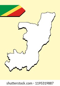 Republic of Congo map with flag decoration