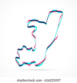 Republic of the Congo Map hand drawn with blue and pink highlighters, isolated on a blank background.
Vector illustration, easy to edit, manipulate, resize or colorize.