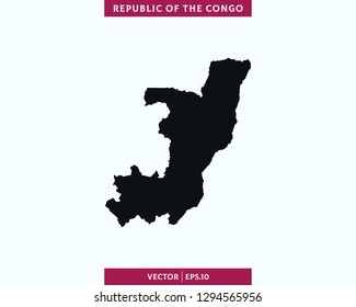 Republic Of The Congo Map. High Detailed Silhouette Map - Vector