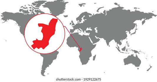 
Karte der Republik Kongo. Einzige Weltkarte. Einzeln auf weißem Hintergrund. Vektorgrafik.