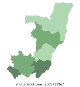Mapa de la República del Congo. Mapa de La República del Congo en las principales regiones en multicolor