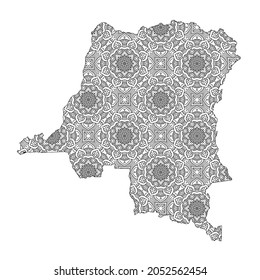 Republic of the Congo map with mandala Design. Vector Illustration