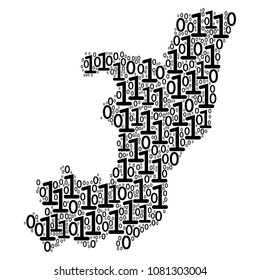 Republic Of The Congo Map mosaic icon of zero and null digits in variable sizes. Vector digital symbols are combined into Republic Of The Congo Map composition design concept.