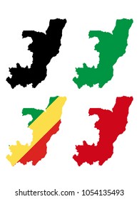 Republic of Congo map with national flag decoration