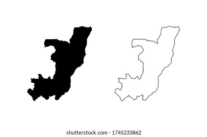 Republic of the Congo map silhouette line country Africa map illustration vector outline African isolated on white background
