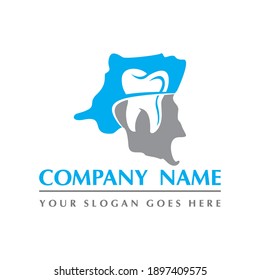 republic congo map and teeth dental care symbol logo vector
