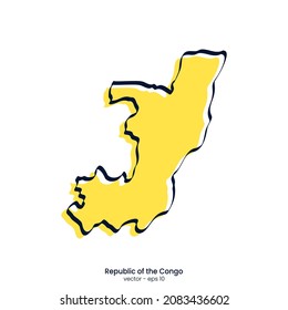 Republic of the Congo map vector illustration template design. Outline style.