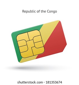 Republic of the Congo mobile phone sim card with flag. Vector illustration.