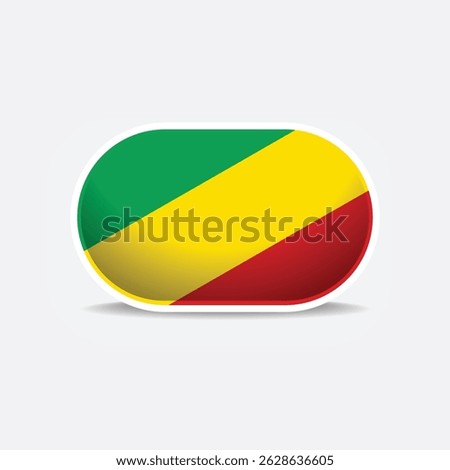 republic of the congo national flag button vector