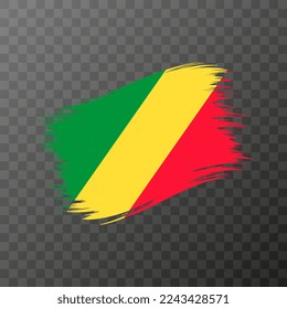 Republic of the Congo national flag. Grunge brush stroke. Vector illustration on transparent background.