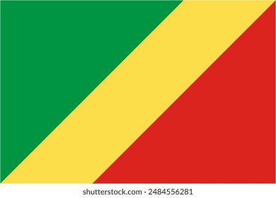 Republic of the Congo official flag vector with standard size and proportion. National flag emblem with accurate size and colors.