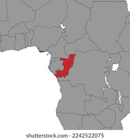 República del Congo en el mapa mundial. Ilustración vectorial.