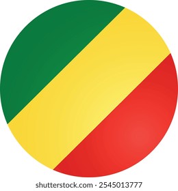 Republic of the Congo Round Flag, Congo-Brazzaville Round Flag Logo Vector