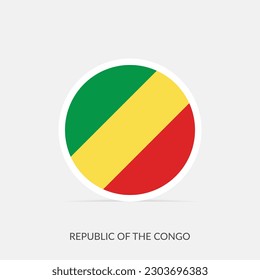Icono de bandera redonda de la República del Congo con sombra.