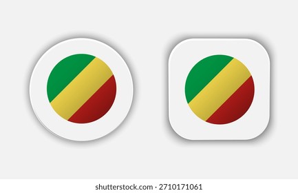Icono de Botón de bandera nacional redondeada de la República del Congo