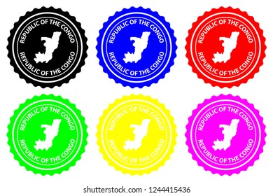 Republic of the Congo - rubber stamp - vector, Republic of the Congo map pattern - sticker - black, blue, green, yellow, purple and red