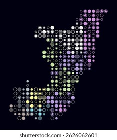 Republic of the Congo, shape of the country build of colored cells. Digital style map of the Republic of the Congo on dark background. Large size circle blocks. Abstract vector illustration.