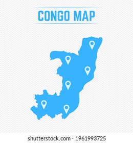 Mapa simple de la República del Congo con iconos de mapa, puede ser utilizado para diseños de negocios, presentaciones o cualquier diseño adecuado.