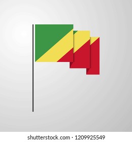 Republic of the Congo waving Flag creative background