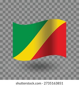 Republic of the Congo wavy flag isolated transparent background