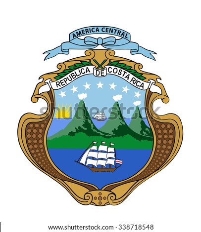 Republic of Costa Rica vector Coat of arms isolated on white background - Central America.