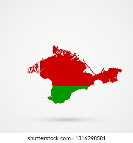 Republic of Crimea map in Belarus flag colors, editable vector.