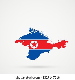 Republic of Crimea map in Democratic Peoples Republic of Korea (DPRK or DPR Korea) flag colors, editable vector.