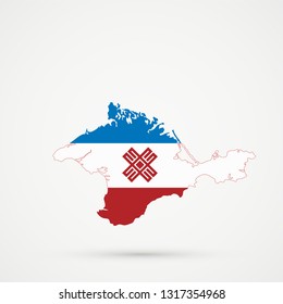Republic of Crimea map in Mari El flag colors, editable vector.