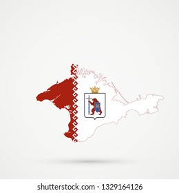 Republic of Crimea map in Mari El flag colors, editable vector.