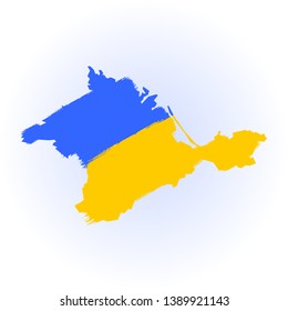 Republic of Crimea map in Ukraine flag colors