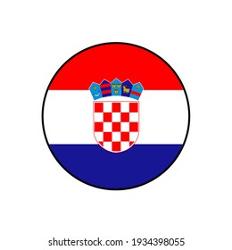  Republic of Croatia flag in circle push button vector with accurate colors, European concepts.