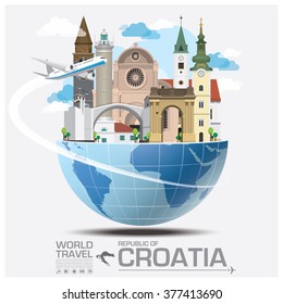 Republic Of Croatia Landmark Global Travel And Journey Infographic Vector Design Template